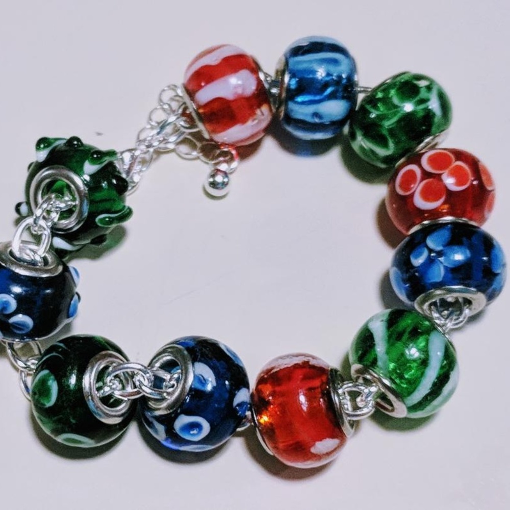 Murano glass beaded bracelet. 20+ bead colors